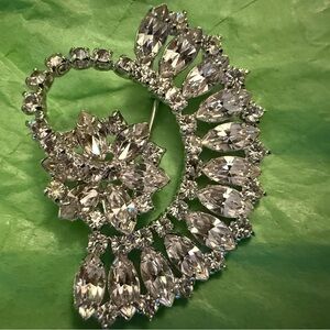 Elegant Silver Crystal Brooch